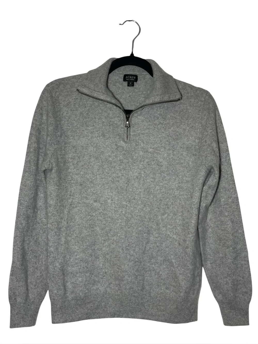 J.Crew 100% Cashmere half-zip Gray sweater Size Medium